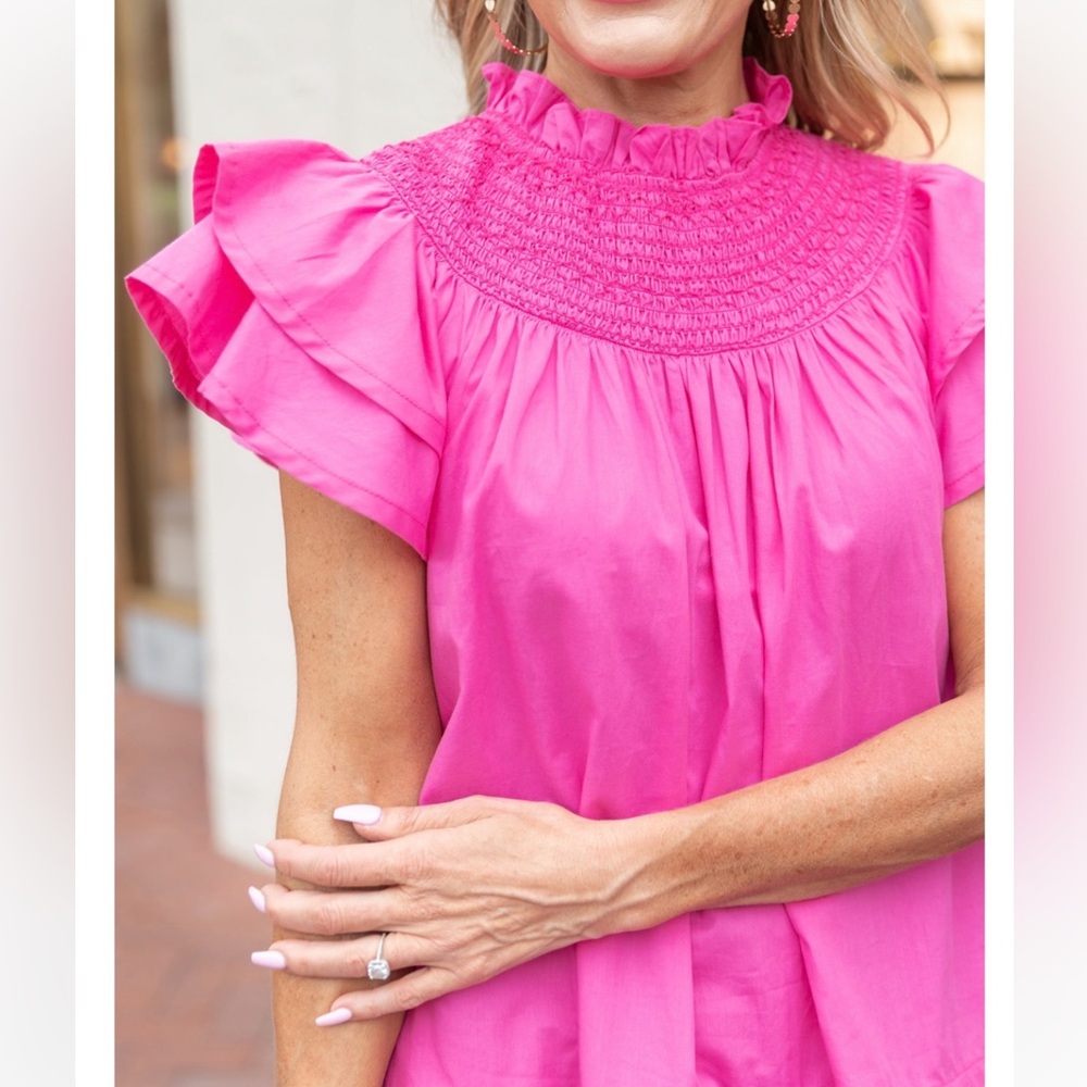 Pinch Pink Smocked Ruffle‎ Sleeve Dress - Picture 3 of 10